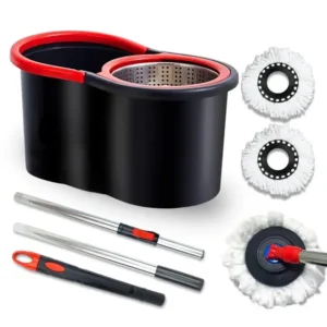 Mop Giratorio 8 Litros Com Cesto Em Inox Cabo de 140cm 2 Refis Nybc